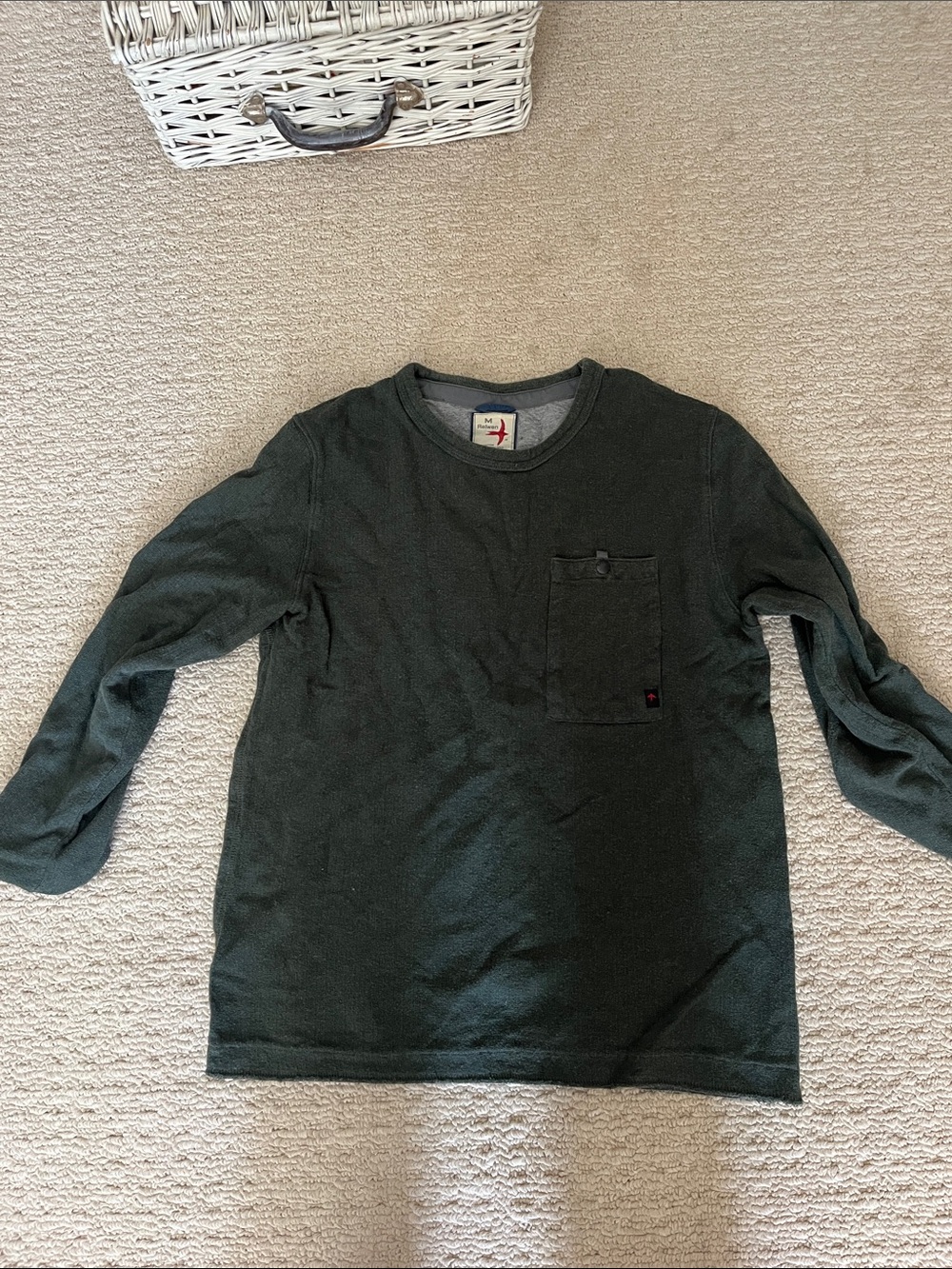 Crewneck Pocket Sweater in Dark Green